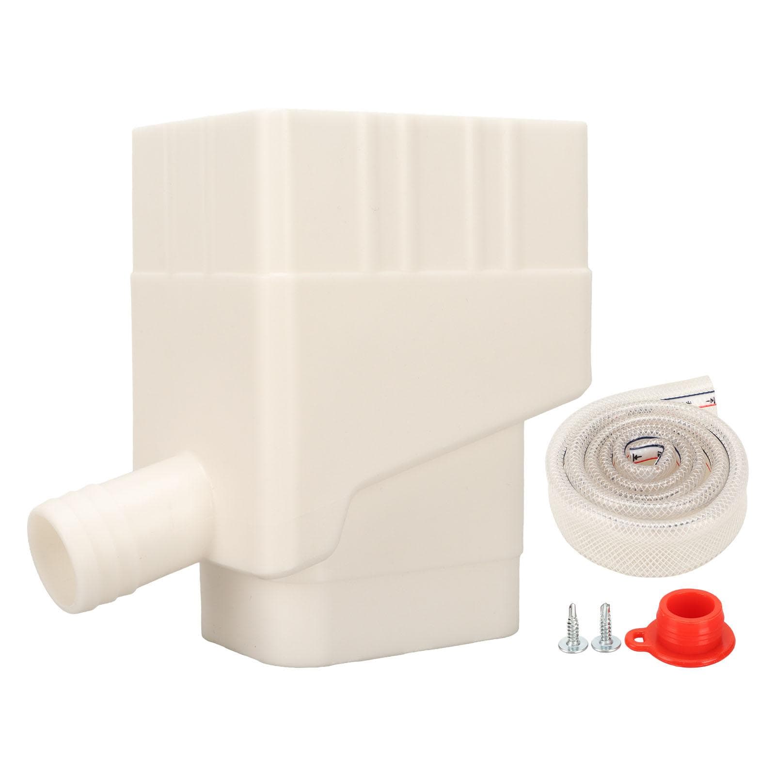 Rainwater Collection System Standard Downspout Water Diverter Connector System with 40 Inch Hose white