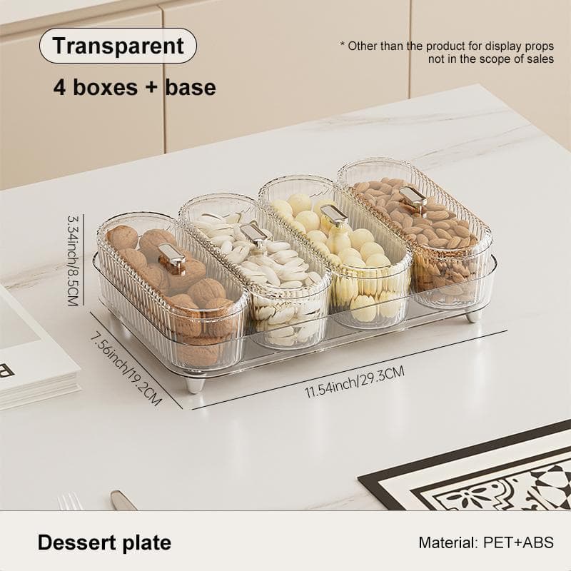4Pcs/set Home Living Fruit Bowl For Living Room Simple Style Nut And Dry Fruit Container With Lid transparent