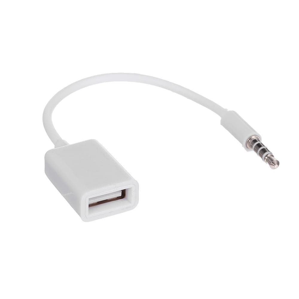 3.5mm Male Car AUX Audio Jack to USB 2.0 Female Adapter Converter Cord OTG Cable (White) white
