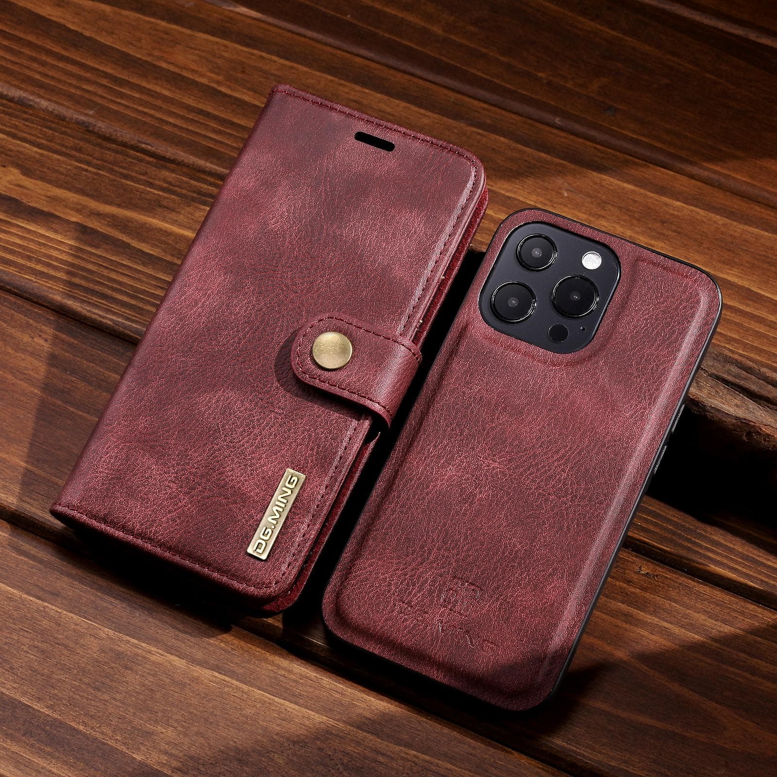 Luxury Retro Cow Genuine Leather Magnetic Phone Wallet Case Book For iPhone 12 Pro,Xiaomi Redmi Note 10 Huawei Samsung Google OnePlus Stand Flip Cover iPhone 14 Pro red