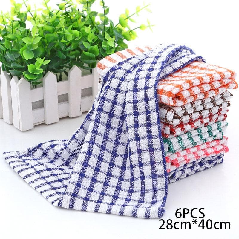 6Pcs Cotton Kitchen Towel Absorbent Clean Dish Towels Kichen Cleaning Supplies