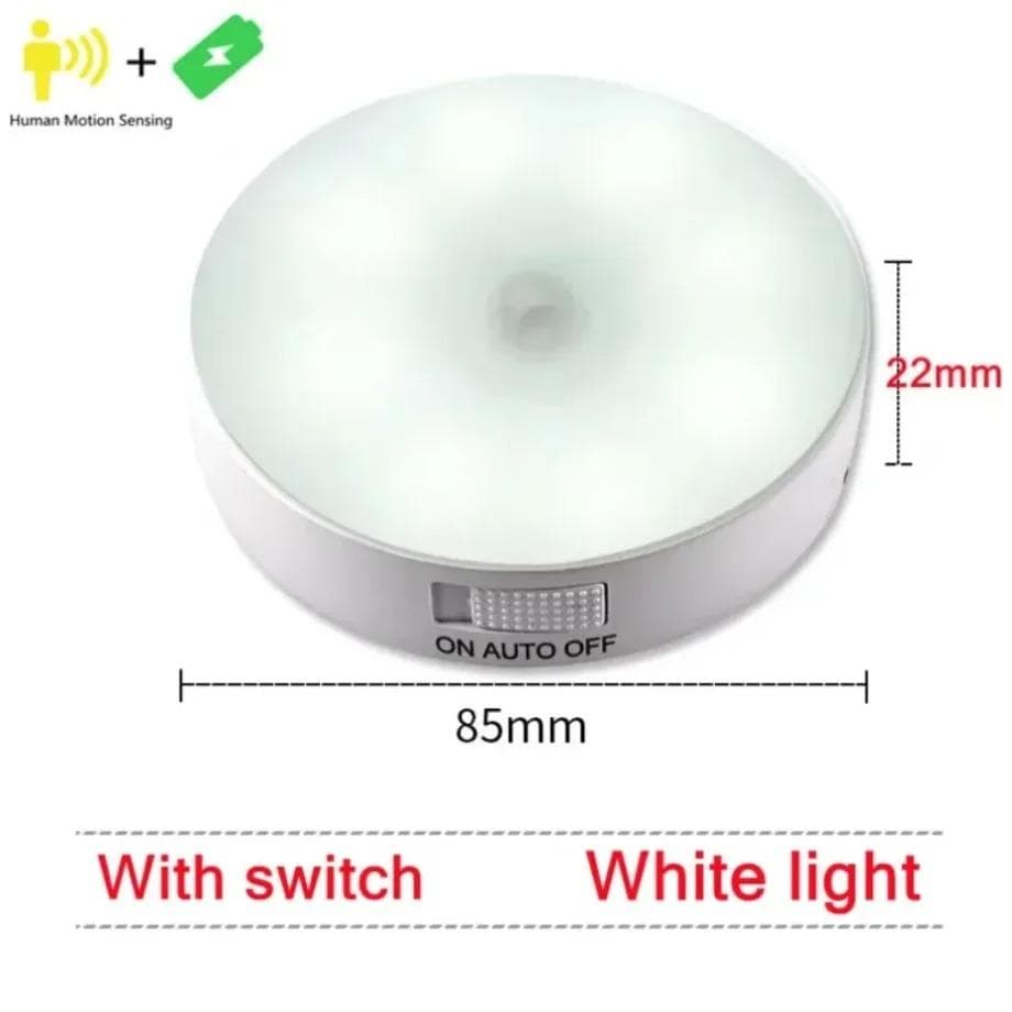 2/3/4/5pcs Motion Sensor LED Night Light USB Rechargeable Night Lamp for Kitchen Cabinet Wardrobe Lamp Staircase Wireless Closet Light White light-1PC