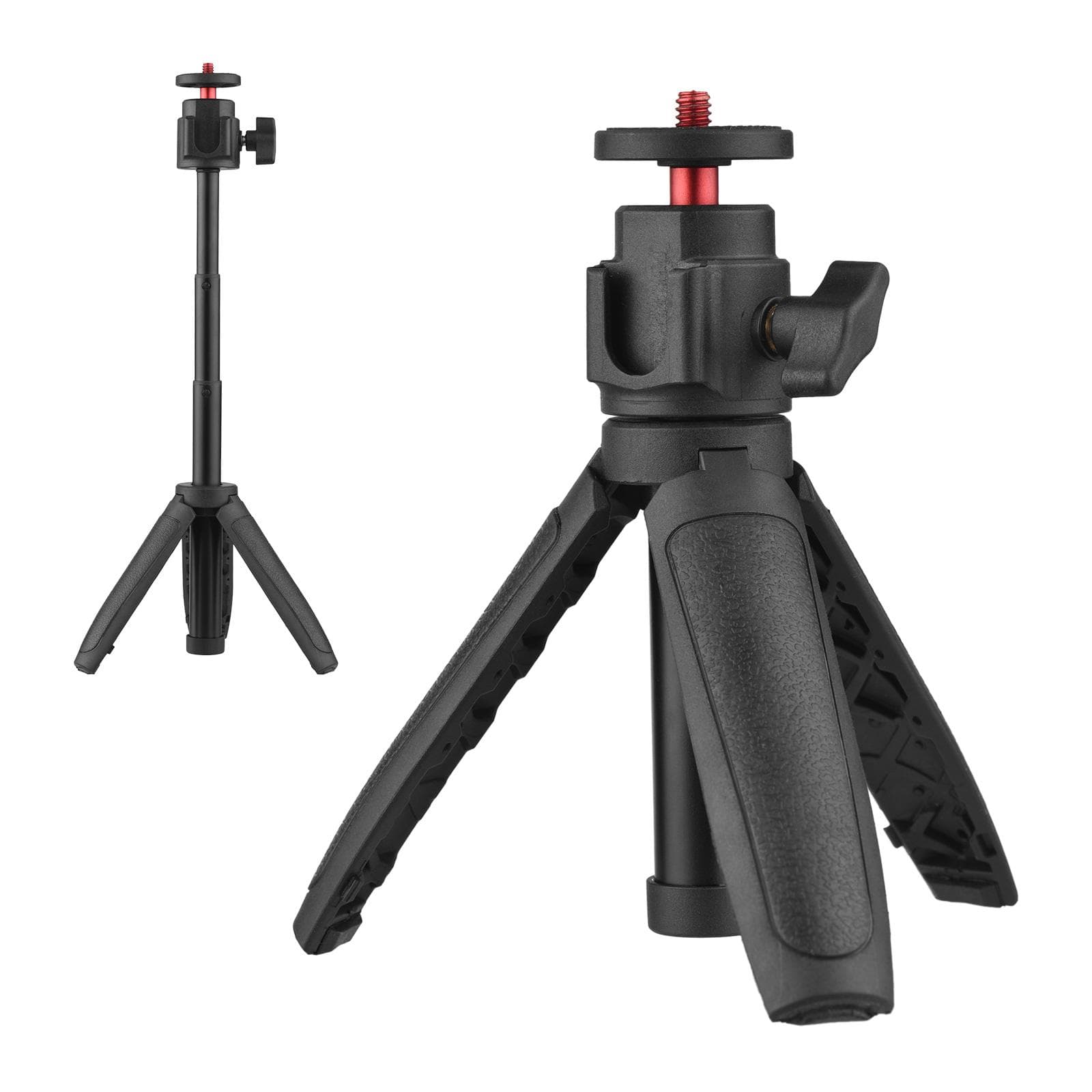 Lightweight Portable Mini Tripod Extendable Tripod Stand Handle Grip with 4 Levels of Adjustable Height black