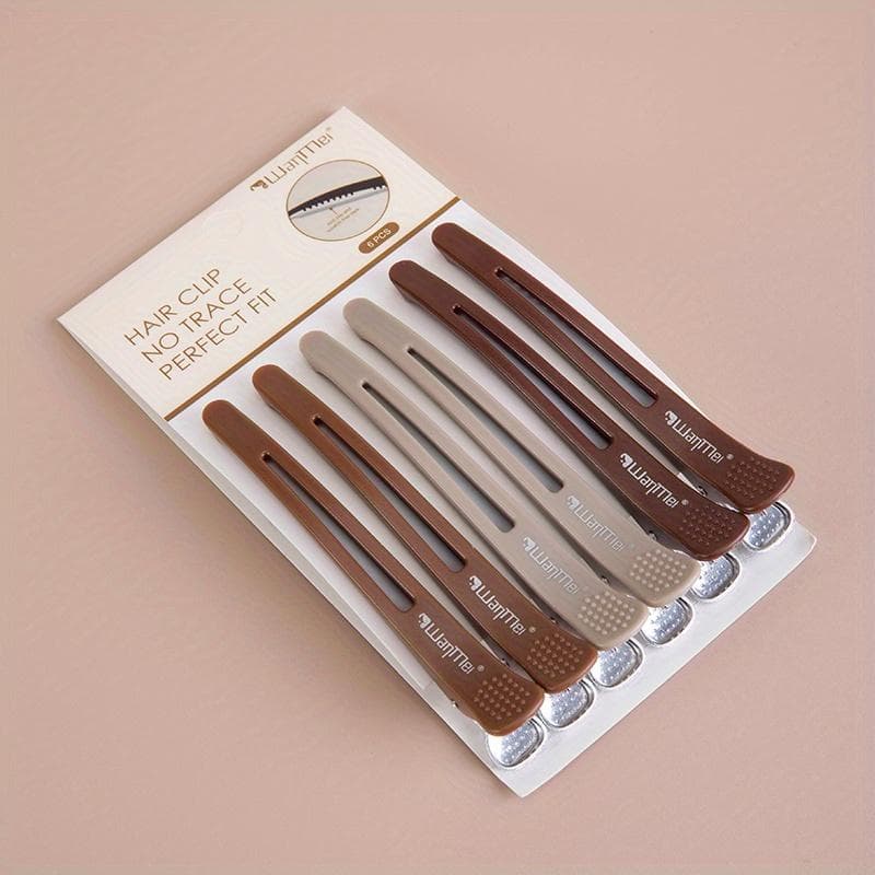 6Pcs Brown Hair Clips Hairdressing Clamps Claws Section Clips Barber Crocodile Hairpin Salon Styling Tools Hair Accessories combo pack
