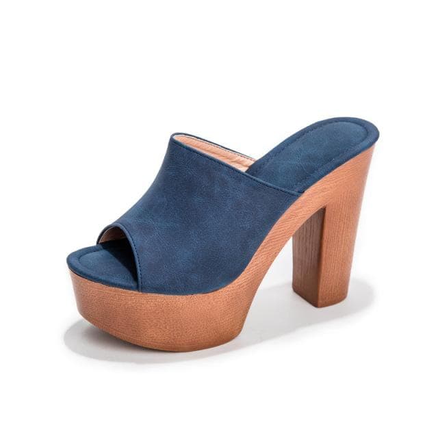 Women Sandals Platform Shoes Clogs Chunky Super High Heels Pumps Female Flipflop Slippers Sexy Sandalias 42 blue
