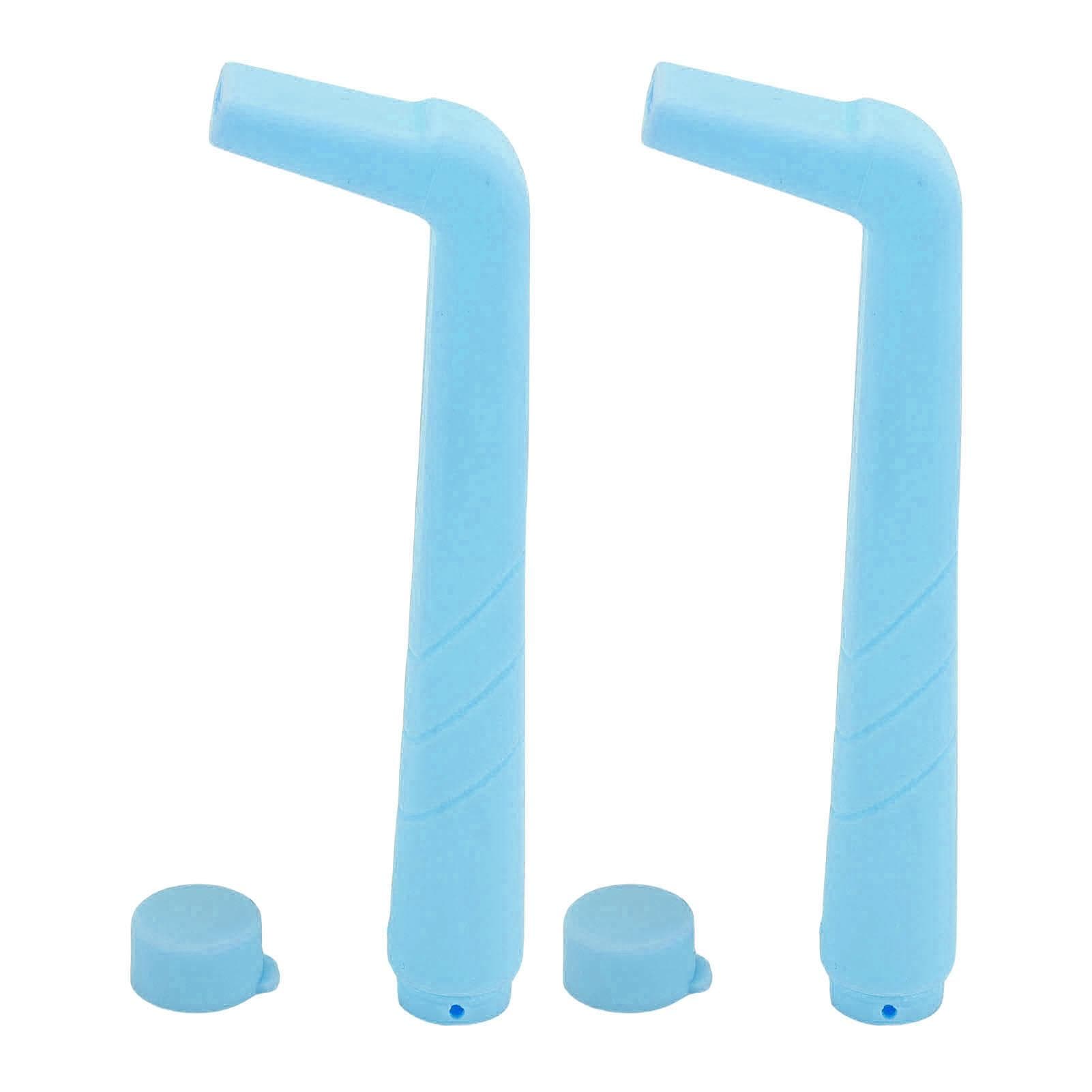 2 Pcs Hiccup Straw Small Hole Flat Mouth Reusable Stop Hiccups Straw for Adults Kids Dusty Pink lake blue