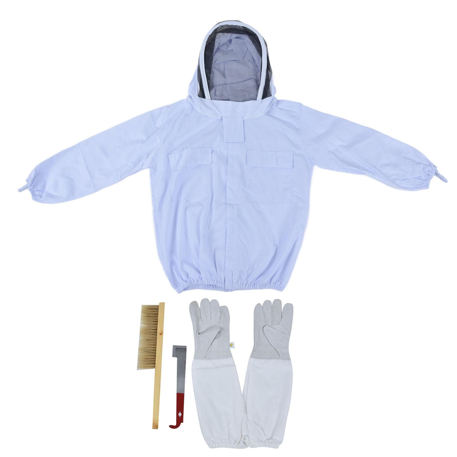 Beekeeping Suit Set Protective Ventilated Beekeeping Jacket Gloves Scraper Bee Brush Tools Kit