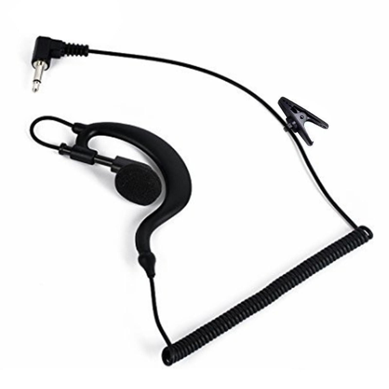3.5mm Ear Hook Headset for Walkie Talkie Single Ear Radio Earpiece with Clip Single Earphone with 3.5mm with Clip black