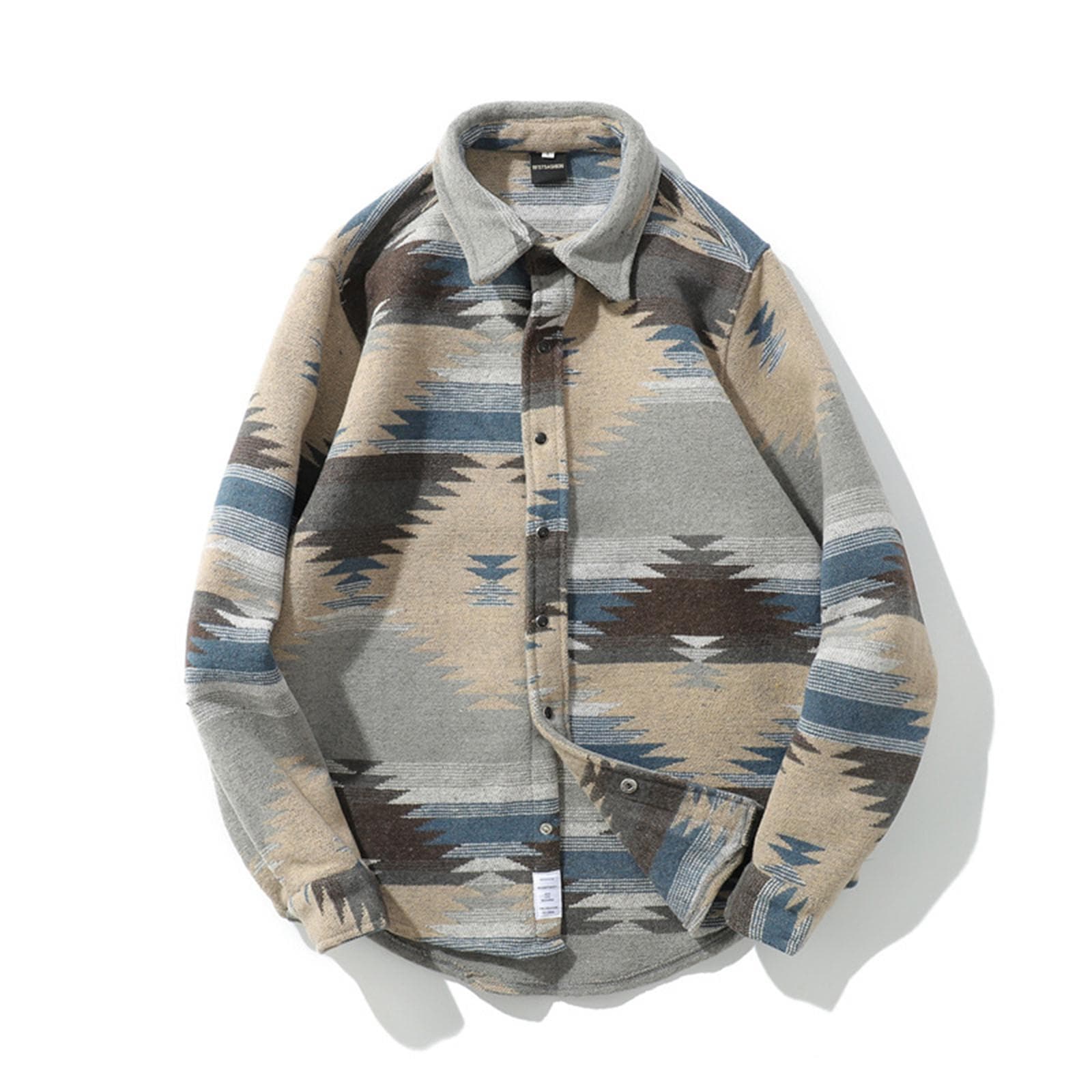 Retro Ethnic Long Sleeved Shirt Men'S Street Loose Fashion Jacket M