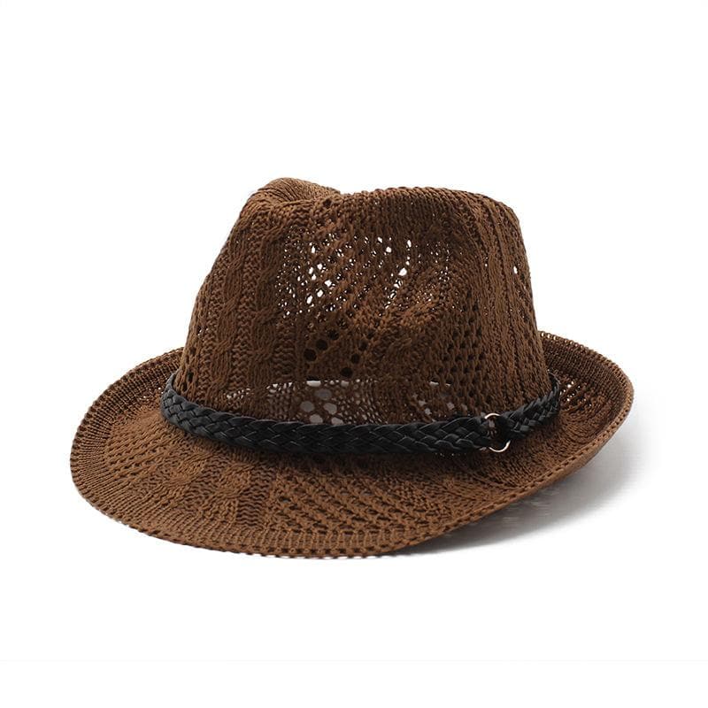 Spring/Summer Men's and Women's Knitted Knitted Mesh Breathable Curled Jazz Hat JAZZ Panama Hat Men's Top Hat