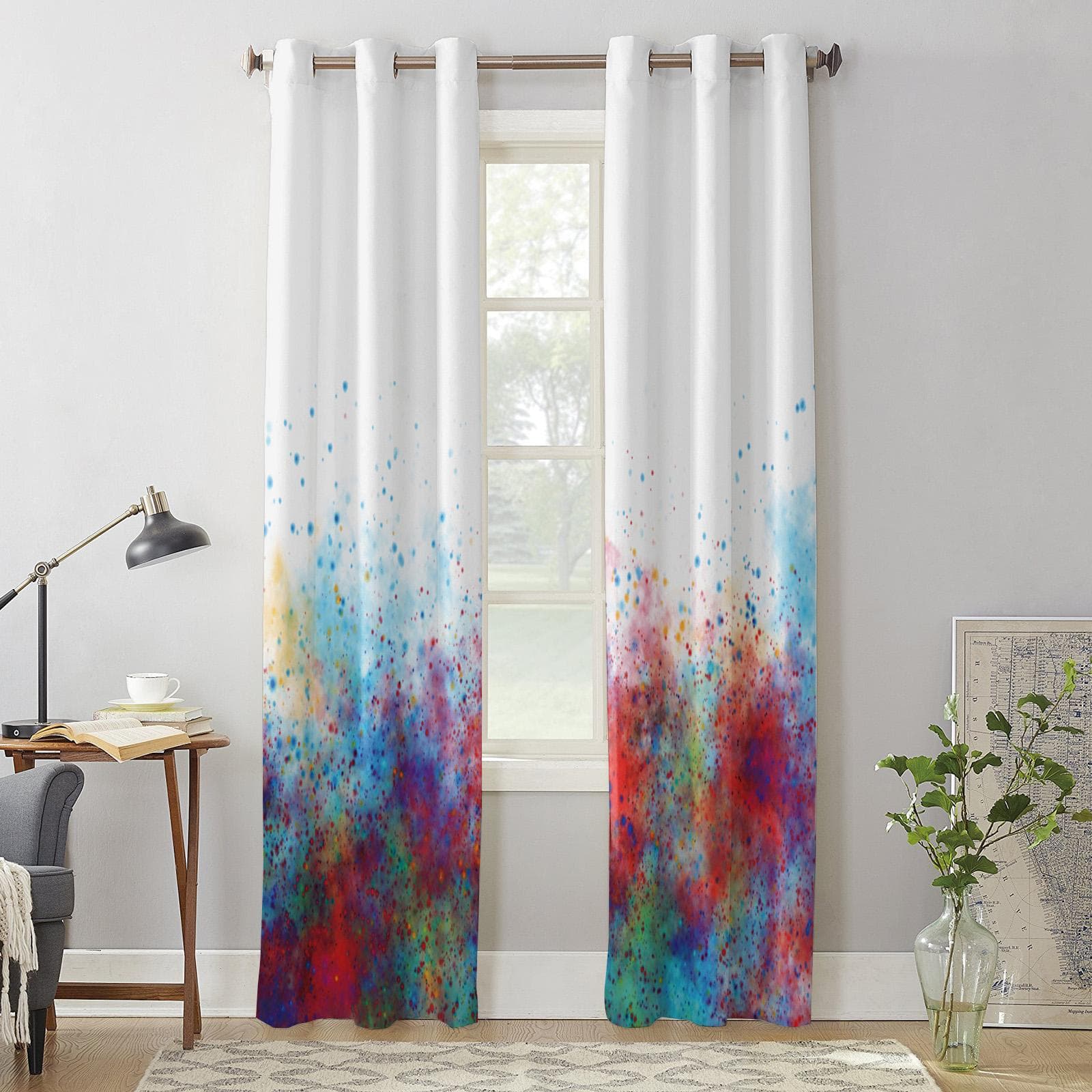 Bedroom Kitchen Curtain Abstract Color Paint Window Curtains Curtains for Living Room Decorative Items 135W x 60H(cm) x1