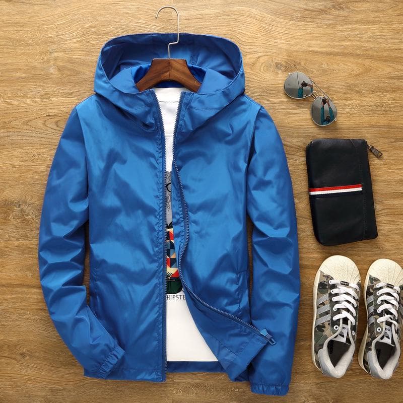 Spring Autumn Men's Sports Jacket Solid Color Fashion Hooded Casual Jacket Fashion Large Size Loose Coat Outwear Coat Windbreaker XXXXXL blue
