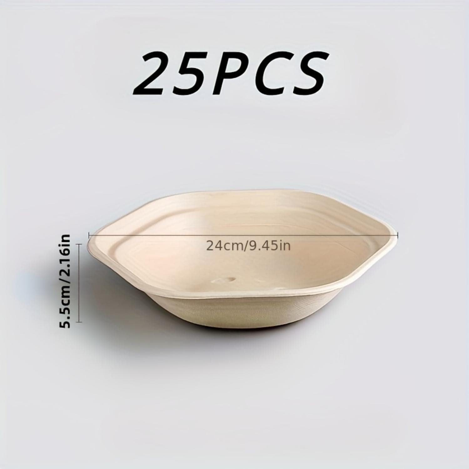 25-Piece Eco-Friendly Disposable Paper Bowls - Extra Large, Hexagon & Round Shapes for Bbqs, Salads, Fruit Plates - 33.81oz/43.9