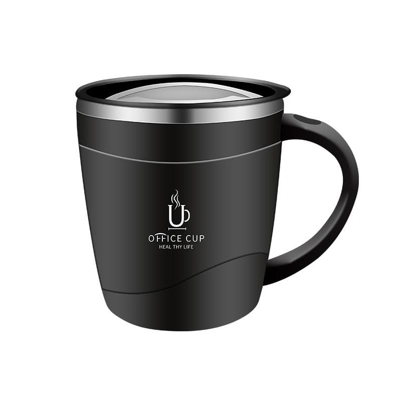 304 Stainless Steel Coffee Cup Mug With Lid Insulated Coffee Mug Double Wall Coffee Tumbler With Handle Heat-resistant Drinkware 500ml black