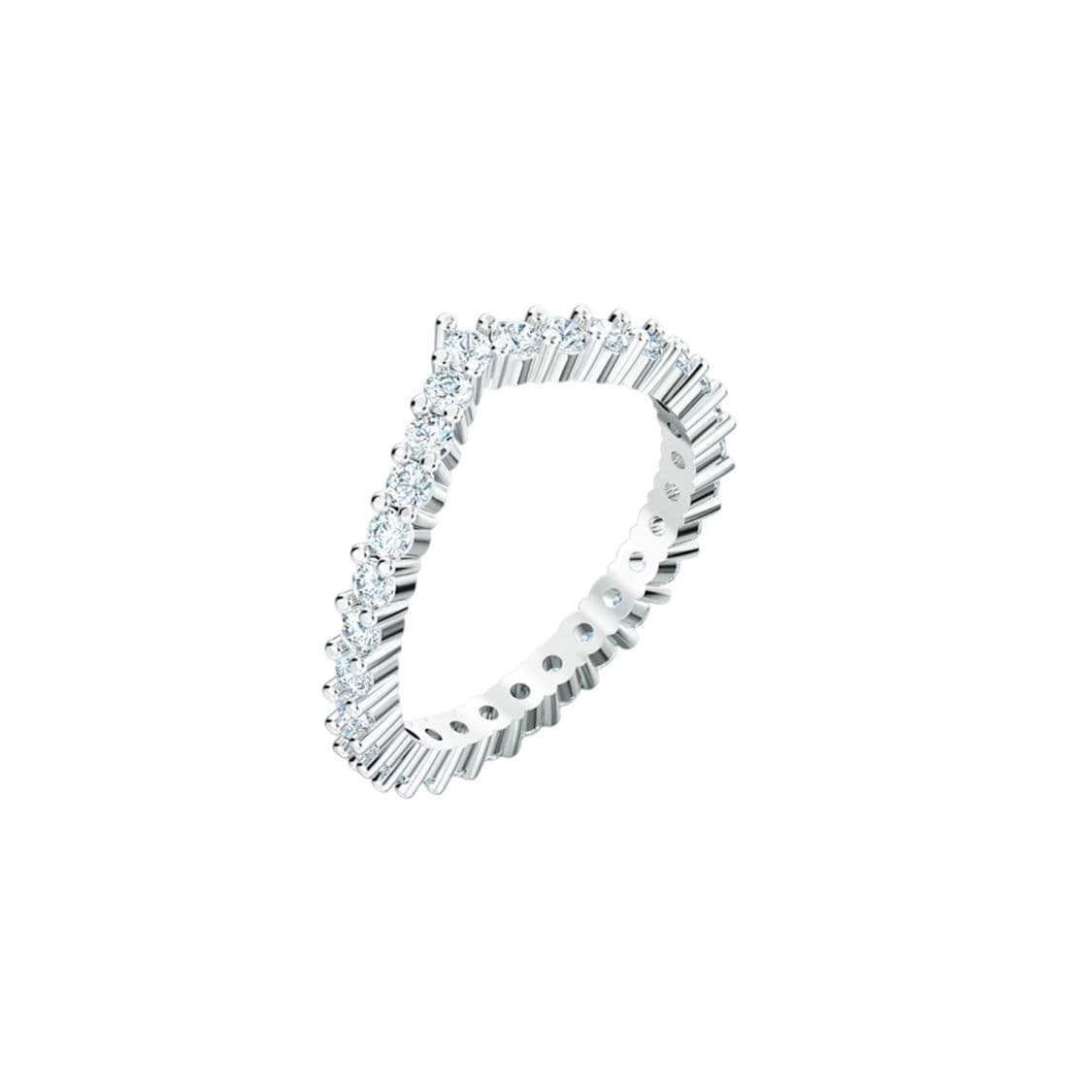 Swarovski Vittore Shining 125th Anniversary Edition Rhodium Plated Ring Women ring White-Gold 5569171 Box (Random Color),52