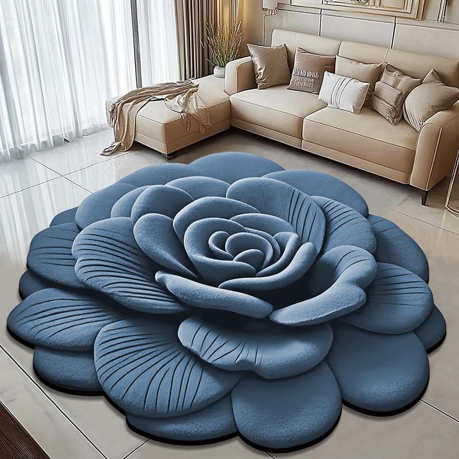 3D Visual Effect Peony Flower Floor Mat Home Living Room Carpet Dirt Resistant Easy To Maintain Absorbent Anti Slip Mat 200 * 200cm