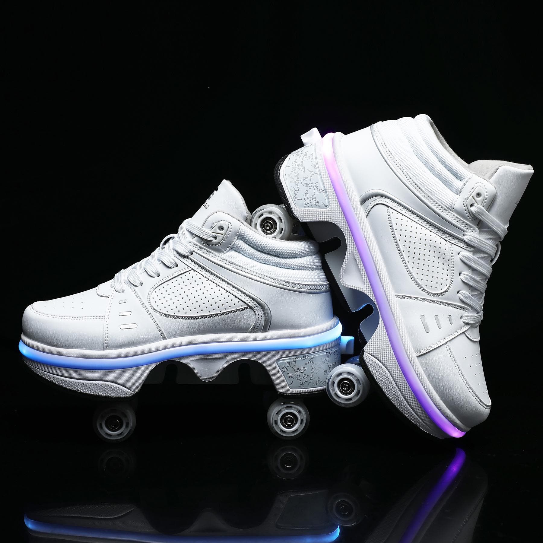 Four-wheel Dual-purpose Runaway Shoes Can Go and Slip Dual-purpose Dual-row Seven-color Atmosphere Breathing Light Roller Roller Roller Skates 41