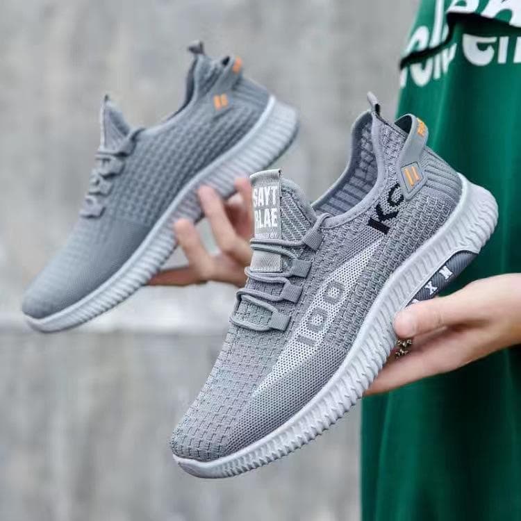 Autumn New Comfortable Men's Shoes Fashion Breathable Running Shoes Men's Flying Woven Shallow Mouth Front Tie Mesh Trendy Shoes 44