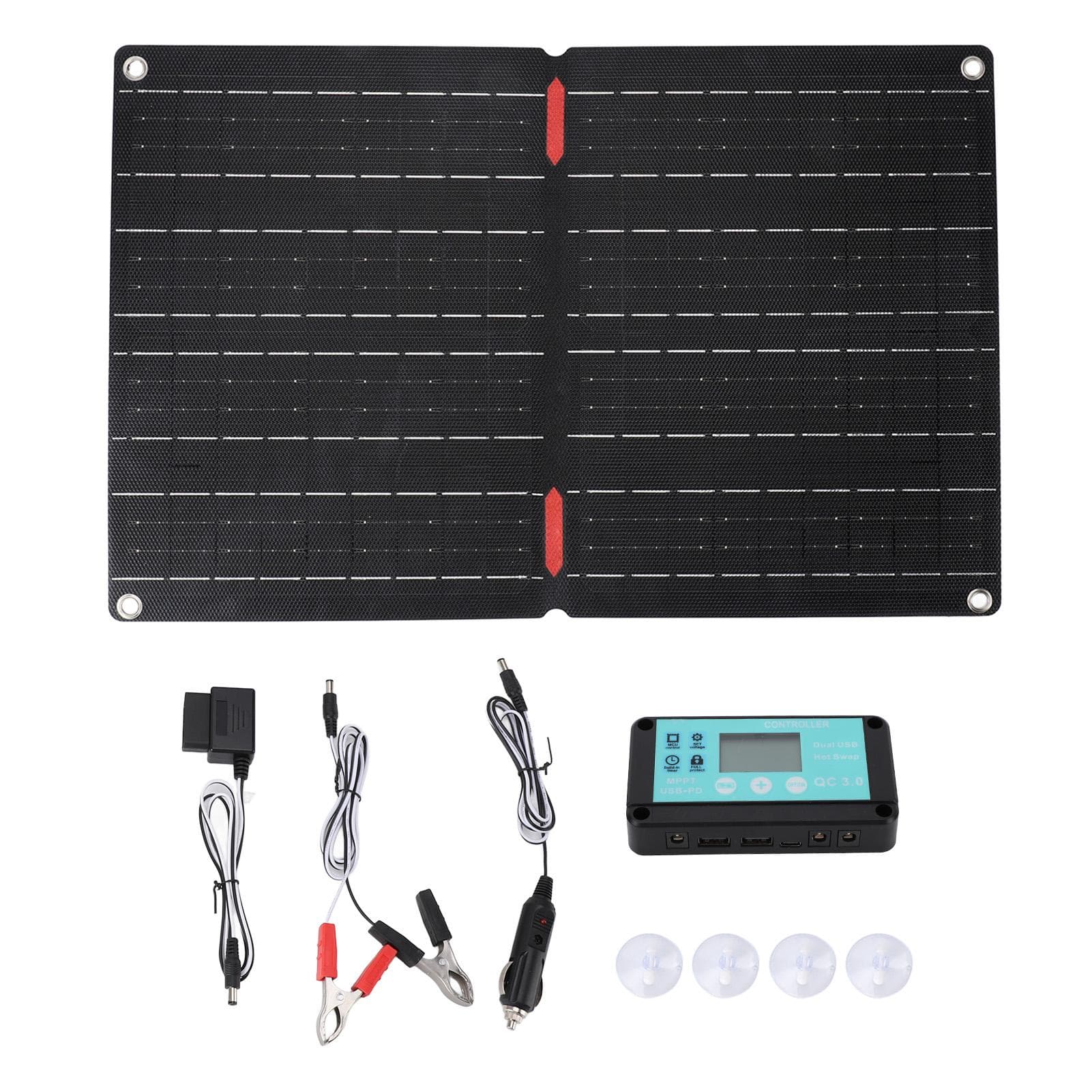 ETFE Foldable Solar Panel 60W 60A Controller OBD Plug Wire 12V IP68 Waterproof Car Solar Charger