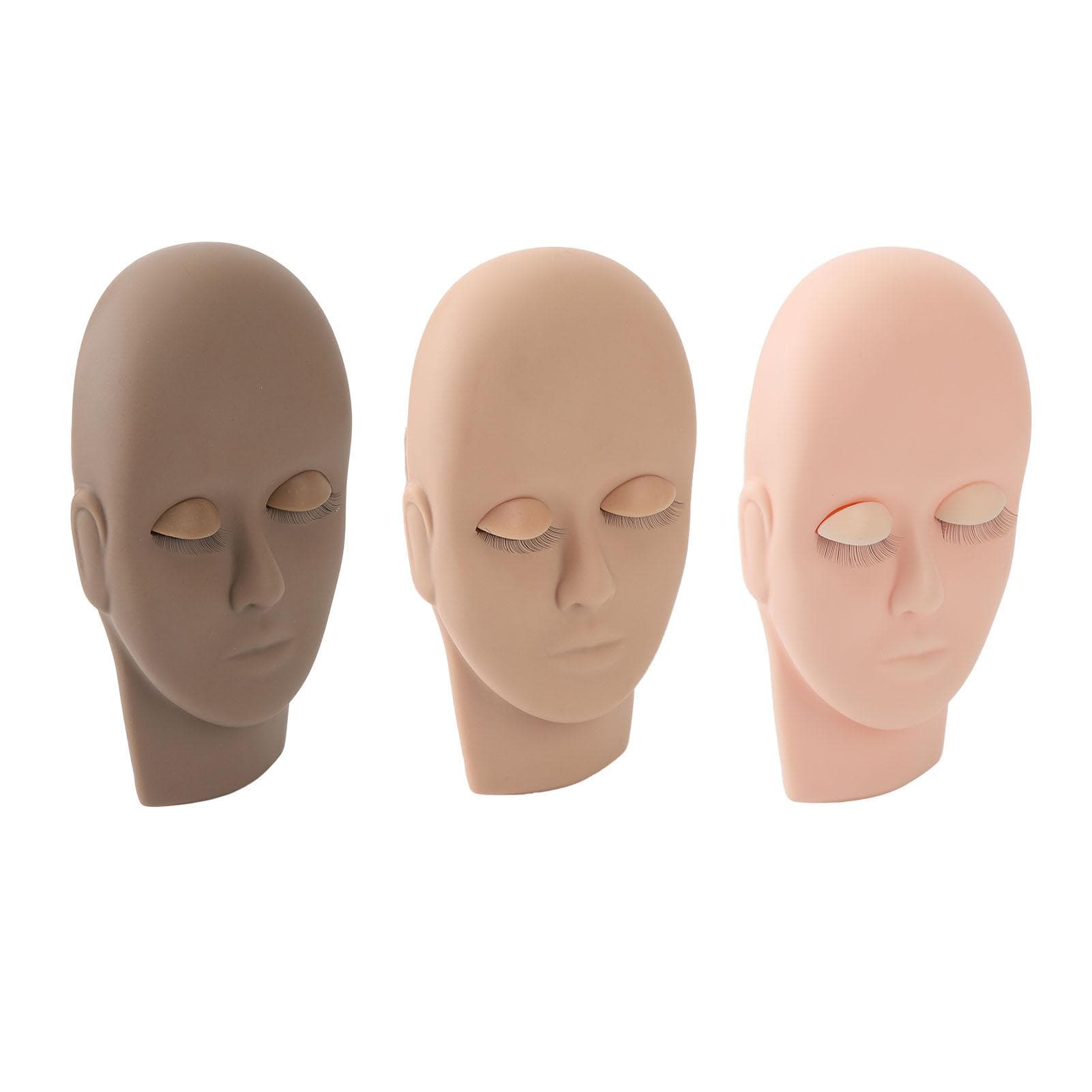 Eyelashes Extensions Practice Kit 3 Color Eyelash Mannequin Head 3 Pair Removable Eyelids