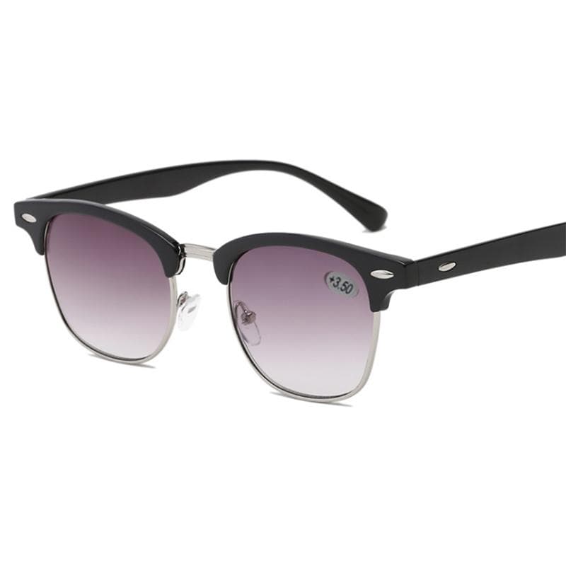 Half Metal Sun Reading Glasses Women Brown Lens Sunglasses With Diopter +1.0 to +4.0 Prebyopia Eyewear 1