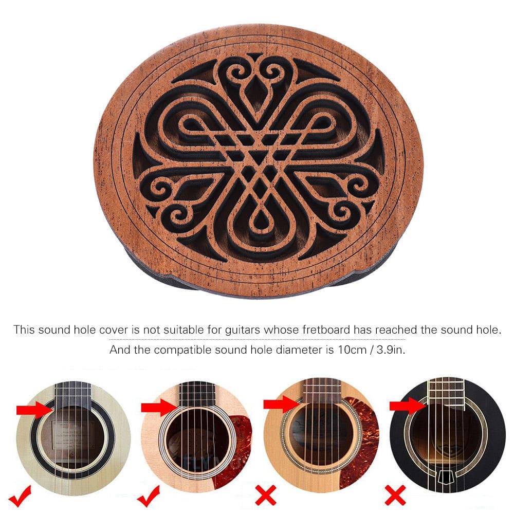 Guitar Wooden Sound Hole Cover Block Feedback Buffer Mahogany Wood Hot 7