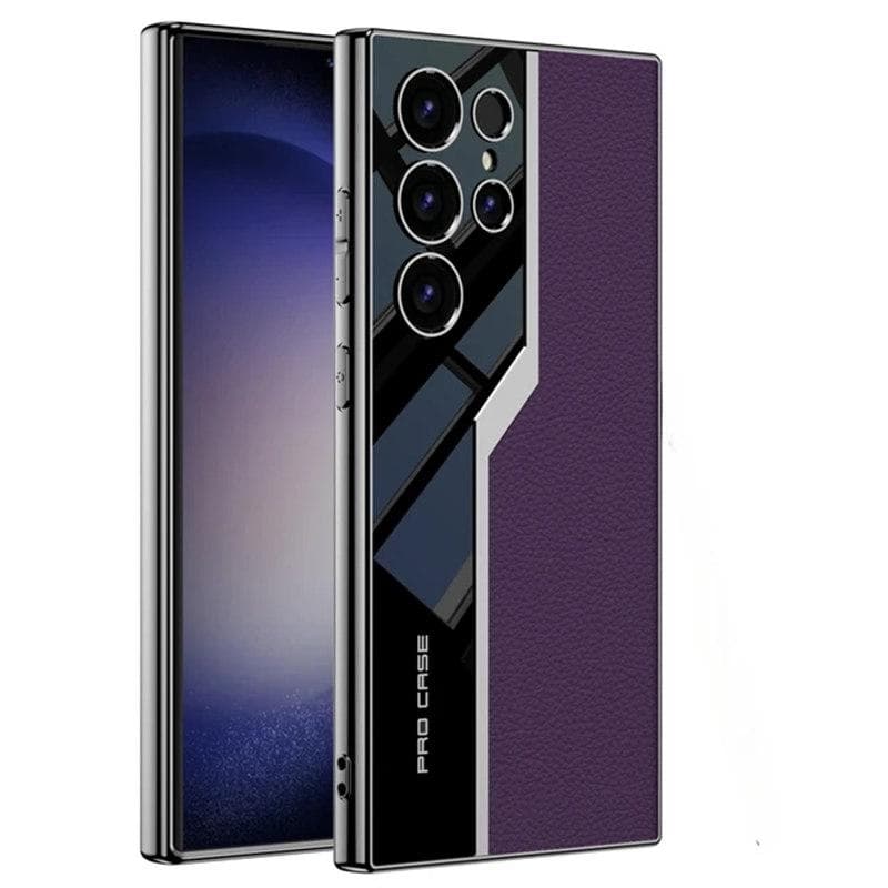 Electroplated Plain Leather S24 Plus Phone Case for Samsung Galaxy S24 Ultra Shockproof Fall Prevention Cover Samsung S24 Ultra purple
