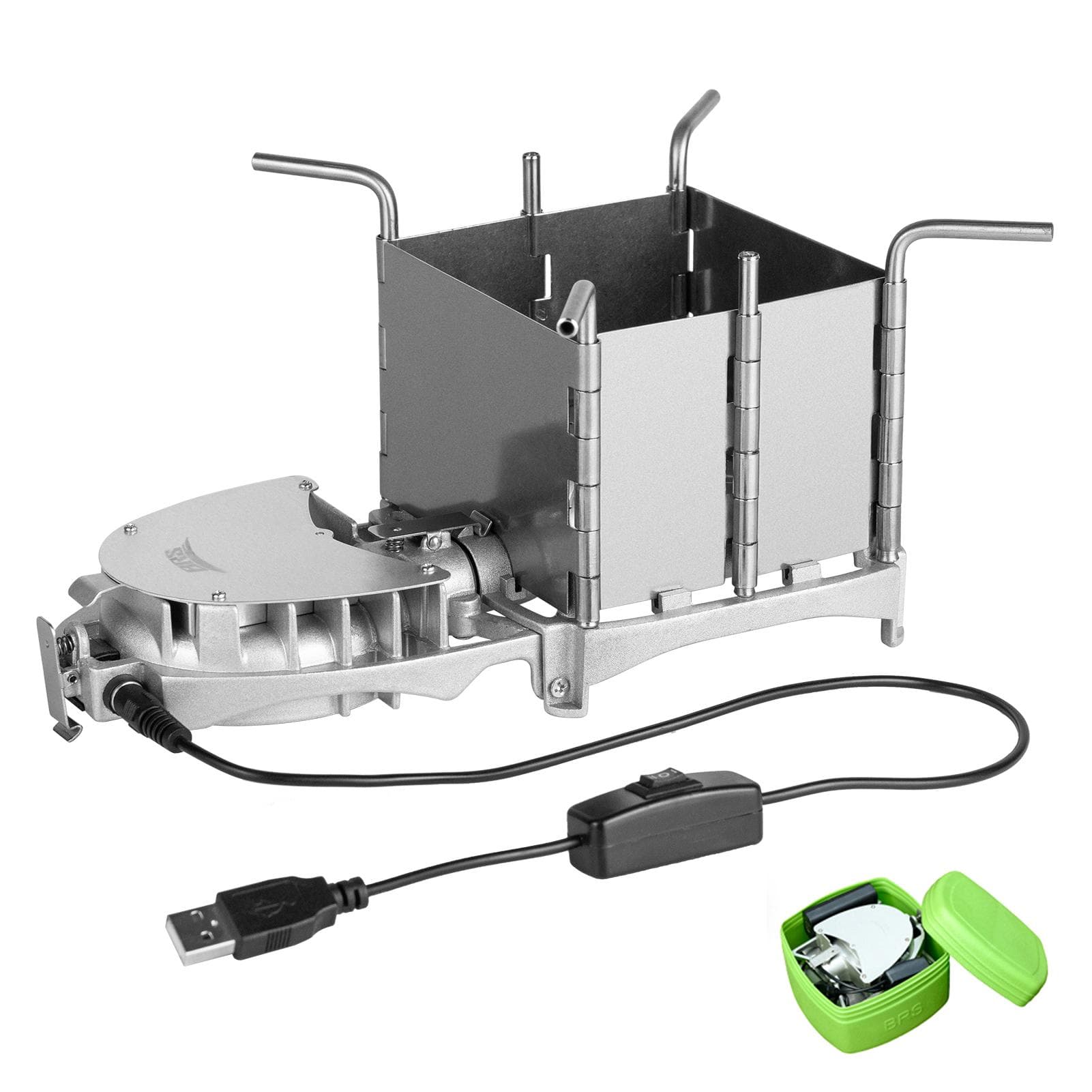 BRS Portable Palm-sized Camping Outdoor Wood-burning Stove Charcoal Burner BBQ Furnace Electronic silver