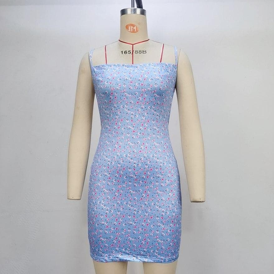 Suspender Dress Sexy Tight Short Skirt New Style Dress Women's Skirt L blue