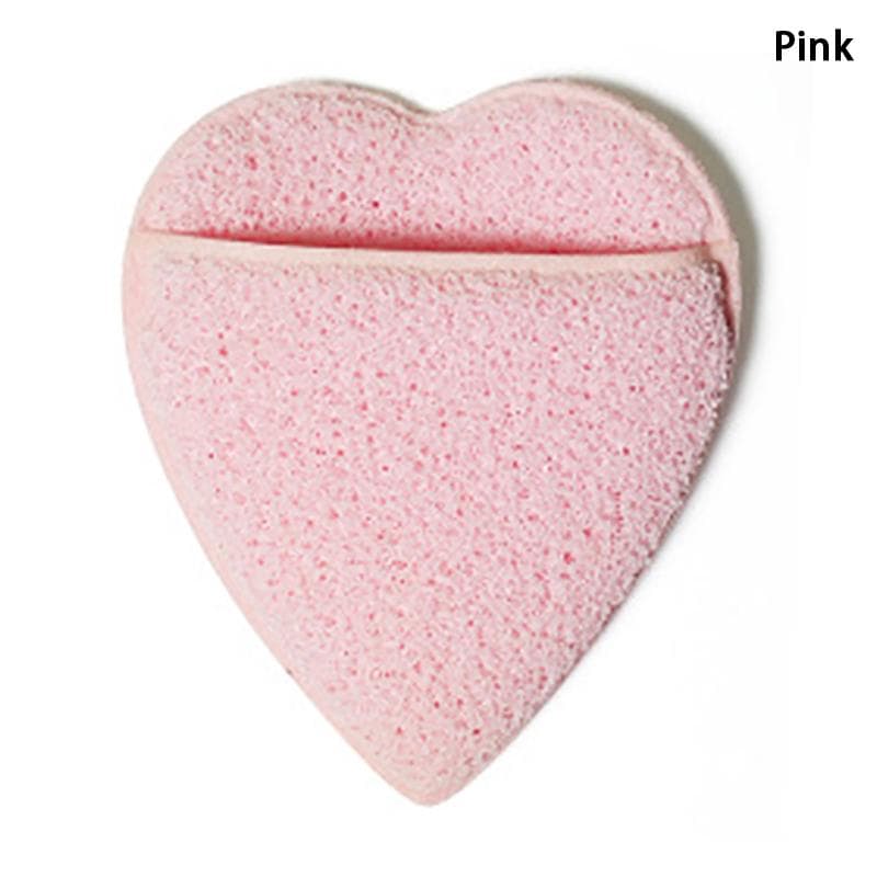 Heart Shape Sponge Facial Deep Cleaning Puff Dust Remove Soft Sponge Exfoliating Face Skin Cleansing Massage Puff Skin Care Tool pink