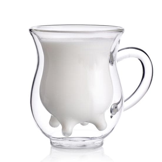 Clean Products Cute Cow Double Layer Glass Mug Milk Juice Coffee 250ml Creamer Cup with Handle