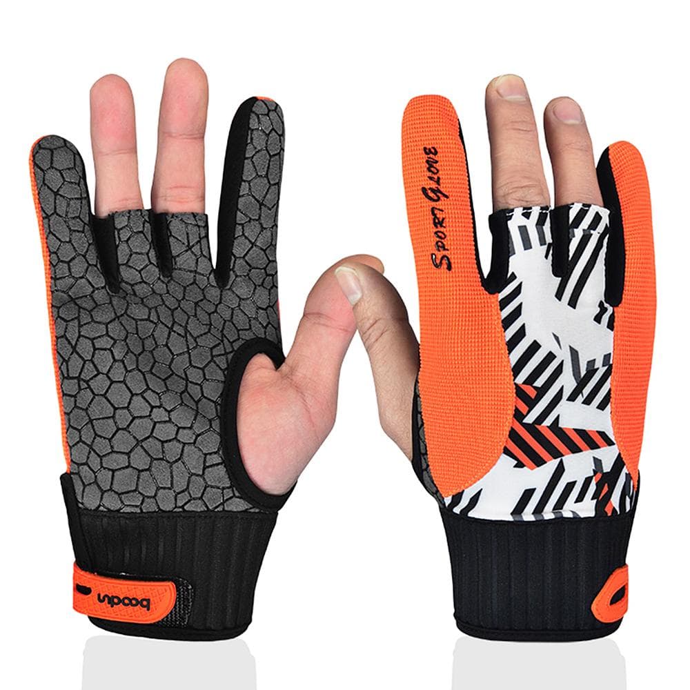 Bowling Gloves Breathable Anti-Skid Bowling Thumb Protectors Sports Gloves M orange