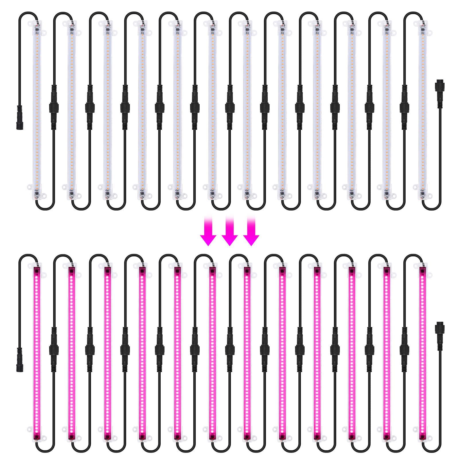 LED Plant Grow Light Strips 12-inch Full Spectrum Grow Lights for Indoor Plants Plug and Play 2.7W EU Plug 12pcs Pink Purple Light