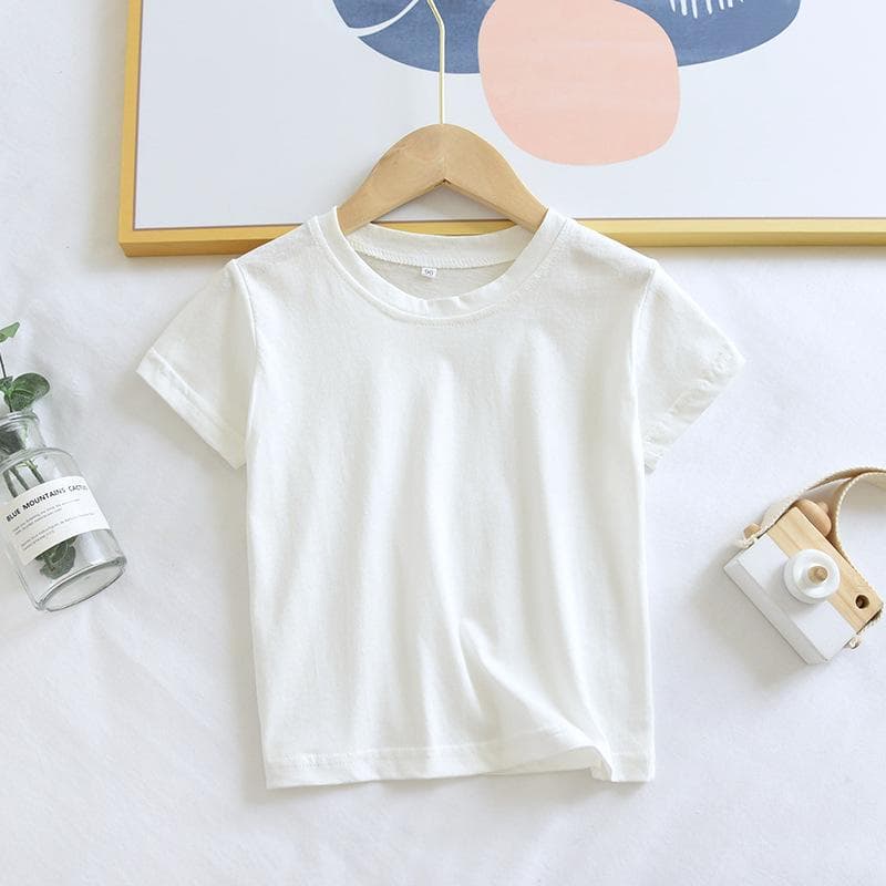 Pure Cotton Summer Sweet Flower Tops for Girls, Small and Medium-sized Boys and Girls, Versatile Small and Medium-sized Children's T-shirts 150cm