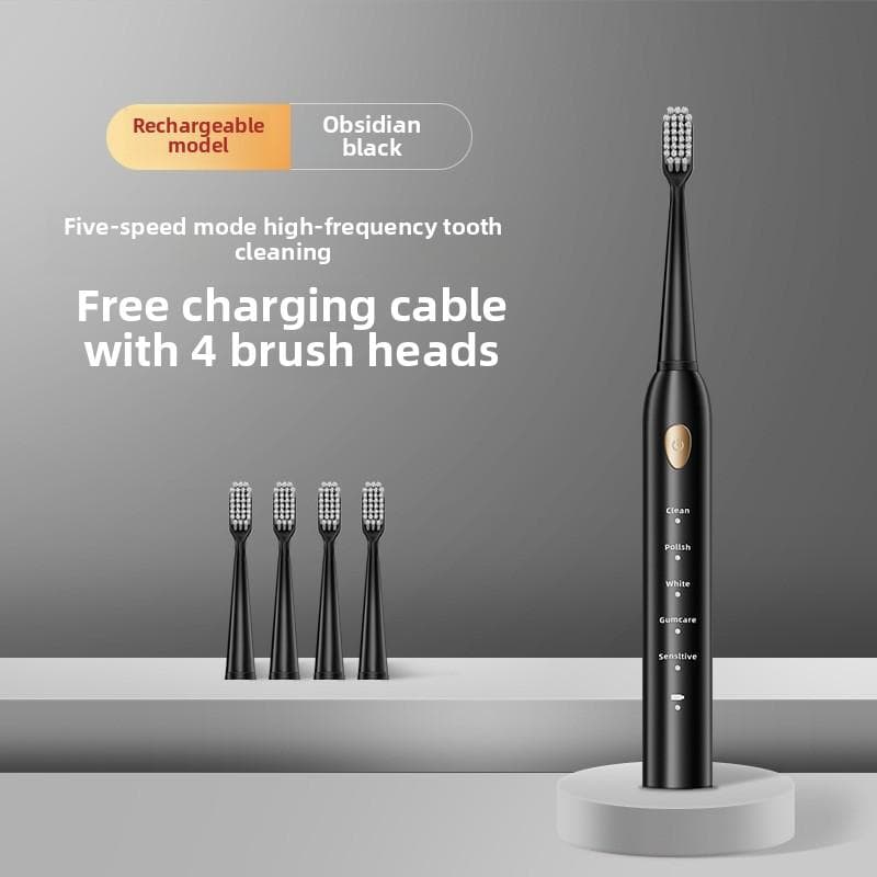 Electric Toothbrush, Rechargeable Male and Female Adult Sonic Toothbrush, Automatic Soft-bristled Waterproof Couple Toothbrush 4 brush heads