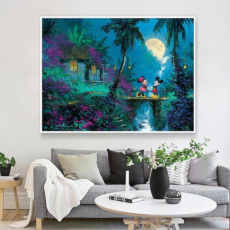 Diamond Painting Round Rhinestones Diamond Embroidery Cross Stitch Mosaic Romantic Mouses Pattern 20X30CM