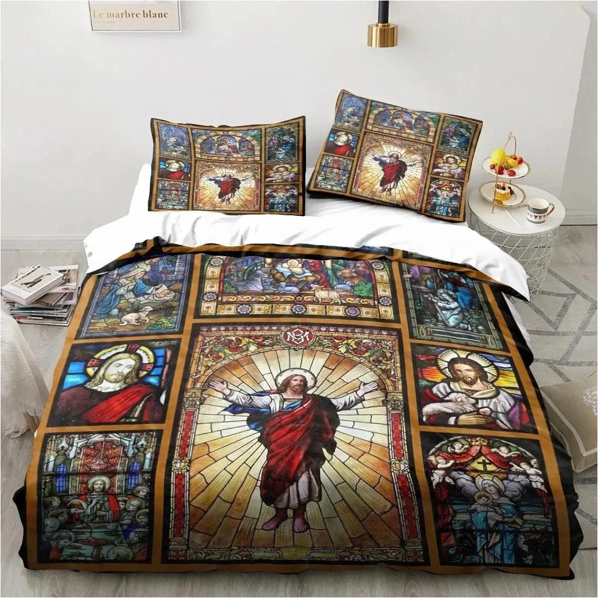 Jesus Christ Church Mary Christian Religious Bedding Set Duvet Cover Bed Set Quilt Cover Pillowcase Comforter king Queen Size US Full 200x230cm