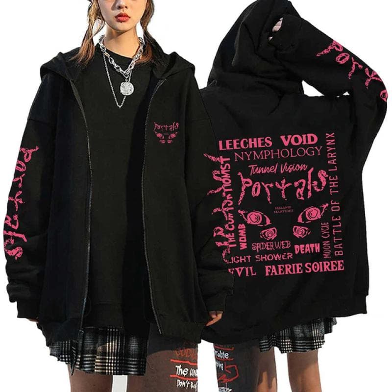 Hot Melanie Martinez Zipper Hoodie Harajuku Hip Hop Casual Loose Popular Pullovers Unisex Streetwear Tops M