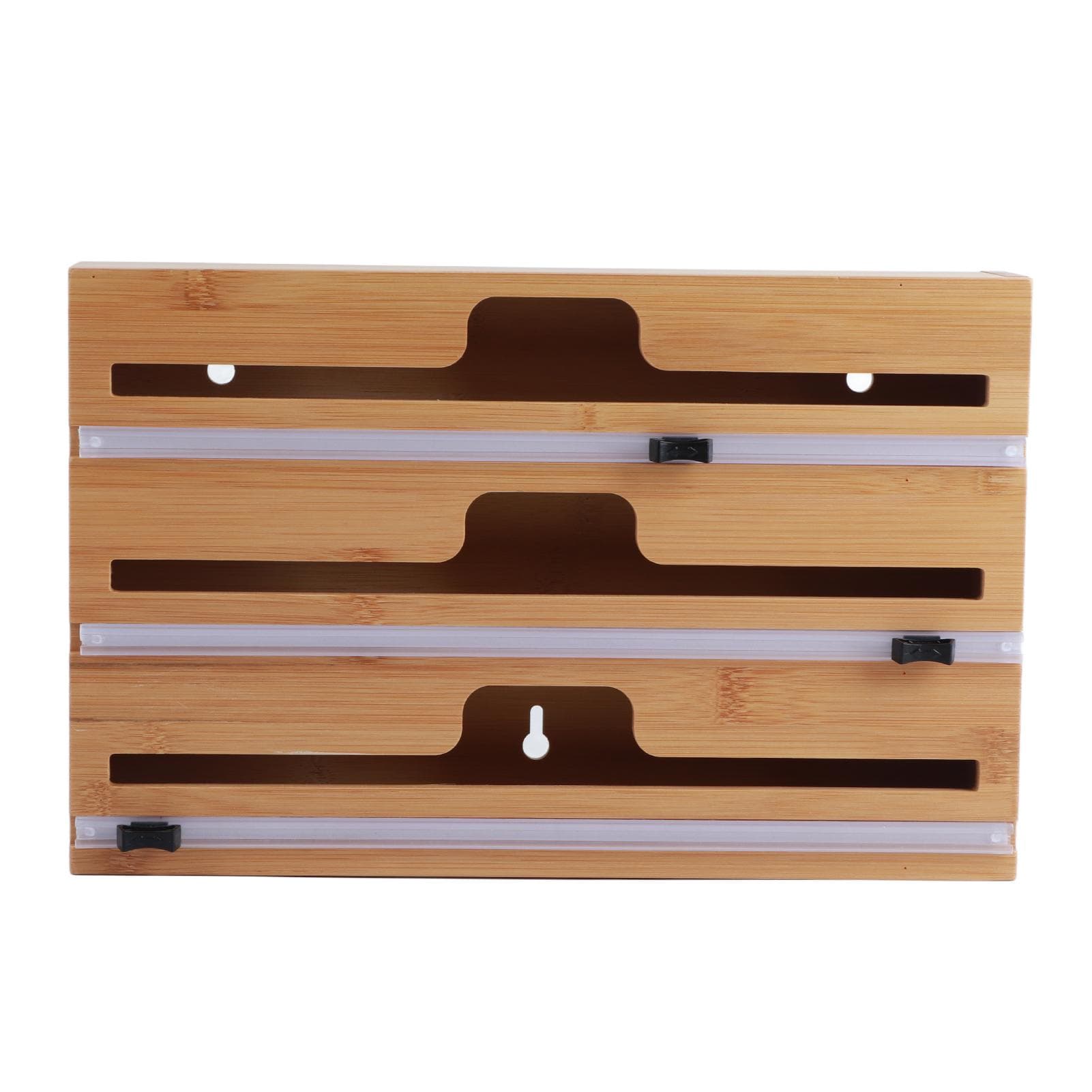 Plastic Wrap Dispenser 3 Slots Natural Bamboo Food Grade Easy Operation Aluminum Foil Dispenser for