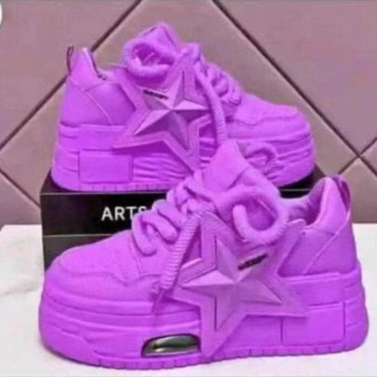 Women's Sneakers Outdoor Anti Slip Flat Shoes Fashion Casual Lace Up Thick Sole Sport Shoes Faux Leather Running Shoes for Female 40 purple