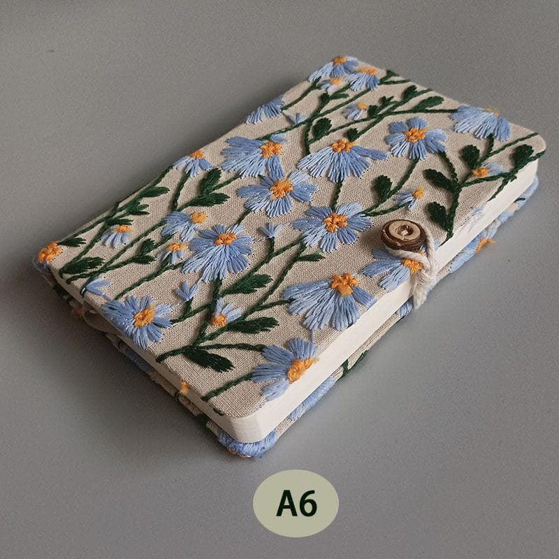 A5 A6 Fabric Embroidery Notebook Cloth Notepad Blank Student Work Record Handbook Simplified Portable Notebook A6