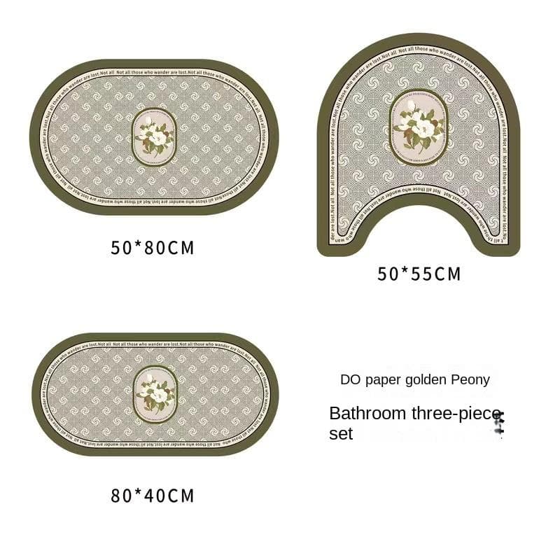 Retro Bathroom Diatom Mud Floor Mat Three-Piece U-Shaped Toilet Mat Toilet Absorbent Non-Slip Foot Mat Entrance Door Mat 1pc50x80cm 20x32inch