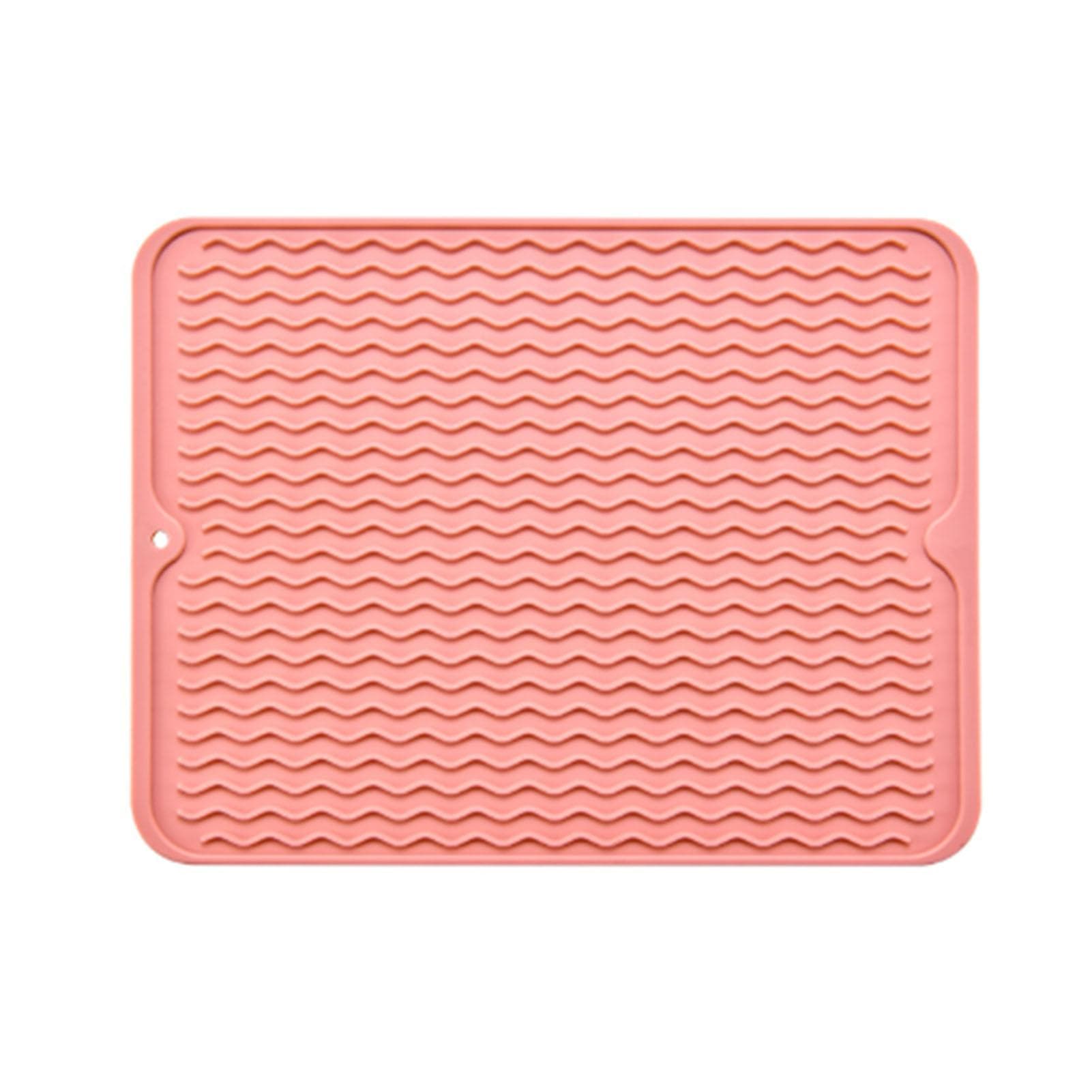 Table Insulating Rubber Mat Anti Slip Waterproof Heat Resistant Dish Drying Placemat for Kitchen pink