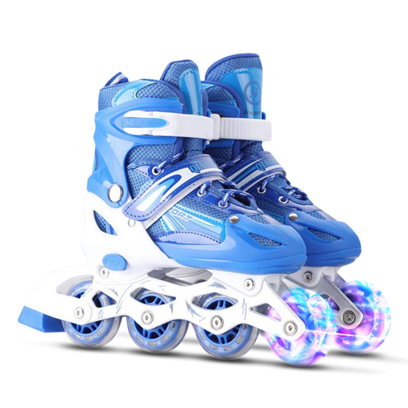 Adjustable Illuminating Inline Skates with Light Up Wheels for Kids and Adults for Girls and Boys M blue