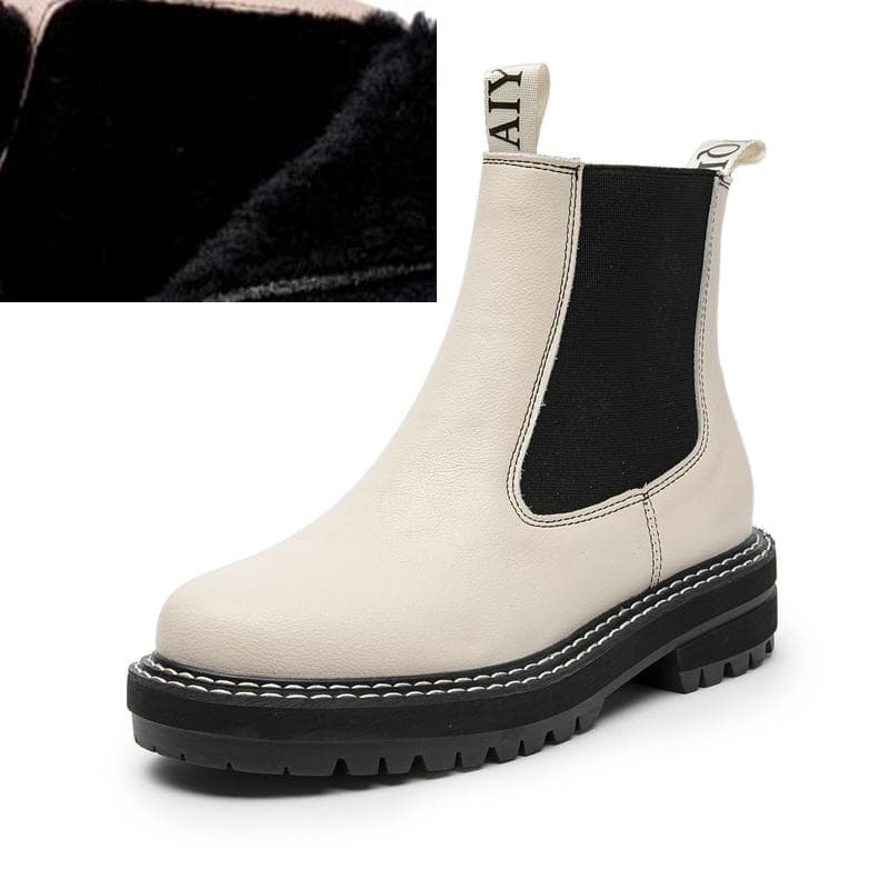 Women Boots Sued Genuine Leather Fashion British Style Women Chelsea Boots Large SizeSuitable for spring, autumn and winterFemaleAnkle Boots 36