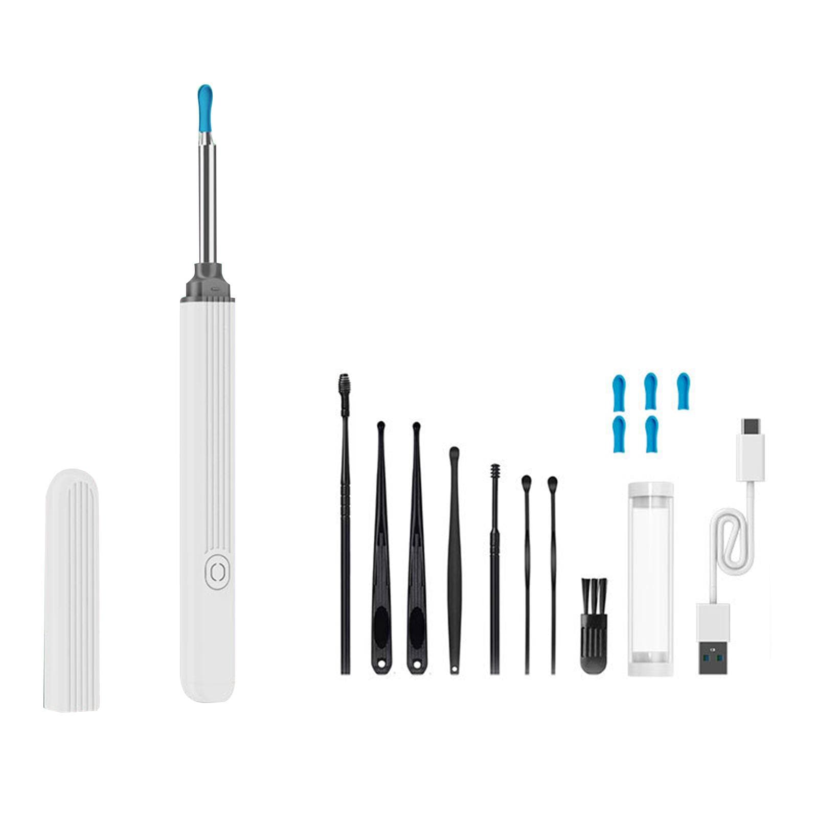 Visual Ear Spoon Ear Wax Remover with Endoscope Silicone Ear Pick Phone APP WiFi Connection white