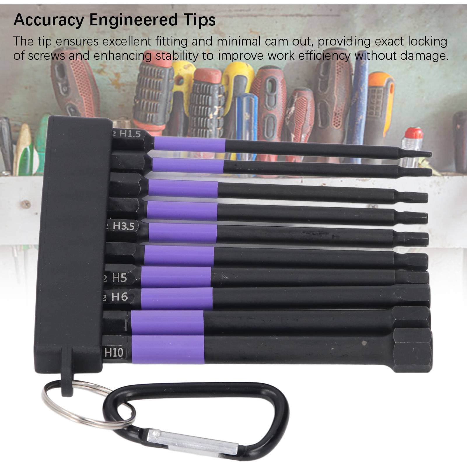10Pcs Impact Bit Set TS2 Alloy Steel 4in 100mm Violet High Strength Magnetic Screwdriver Bit Set