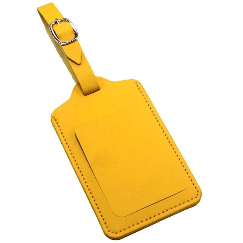 Quality Leather Luggage Tag Travel Accessories Suitcase ID Address Name Holder Baggage Boarding Tag Portable Label dark yellow