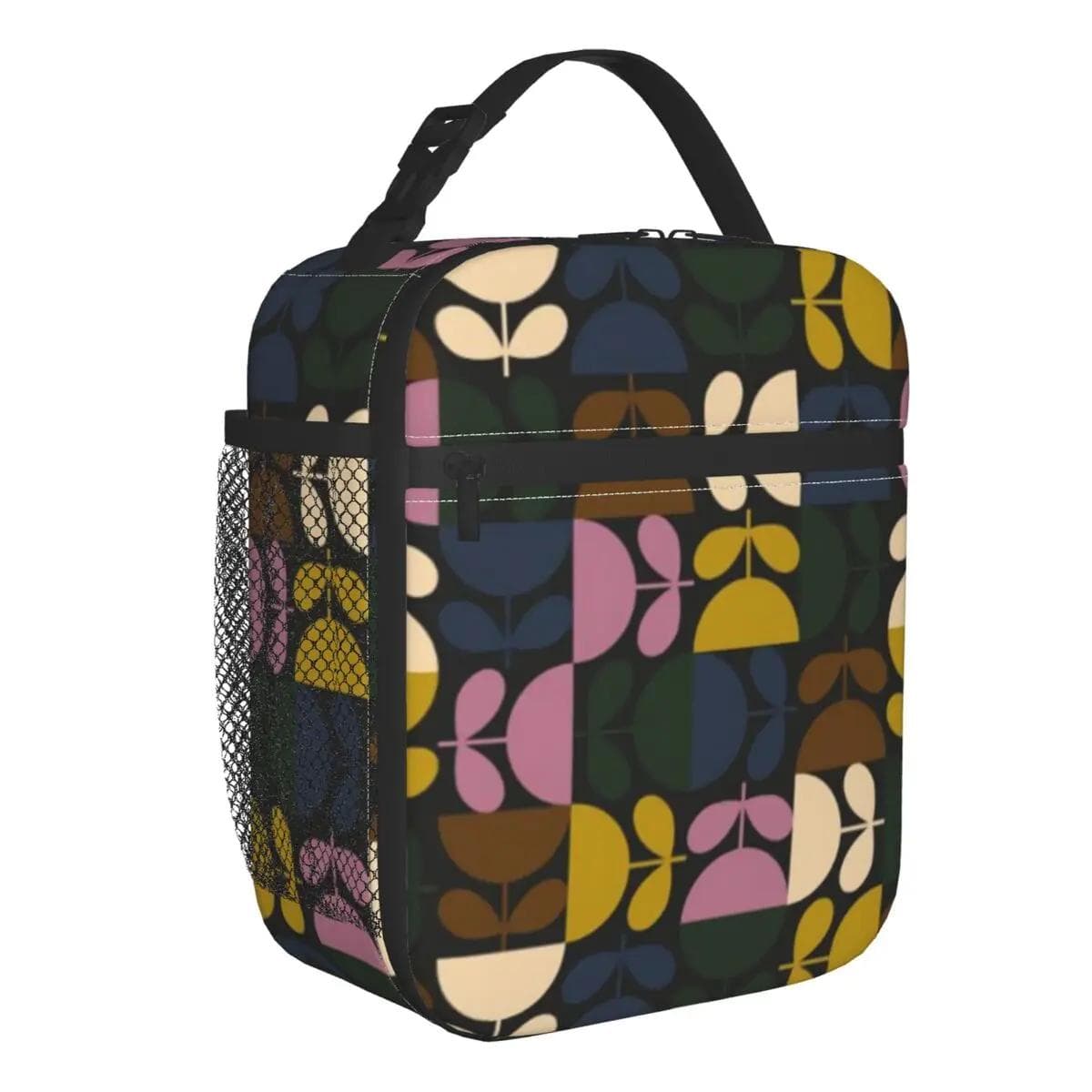 Orla Kiely Stem And Bird Insulated Lunch Bags Camping Travel Scandinavian Style Portable Cooler Thermal Bento Box Women Children 26x21x11CM gray