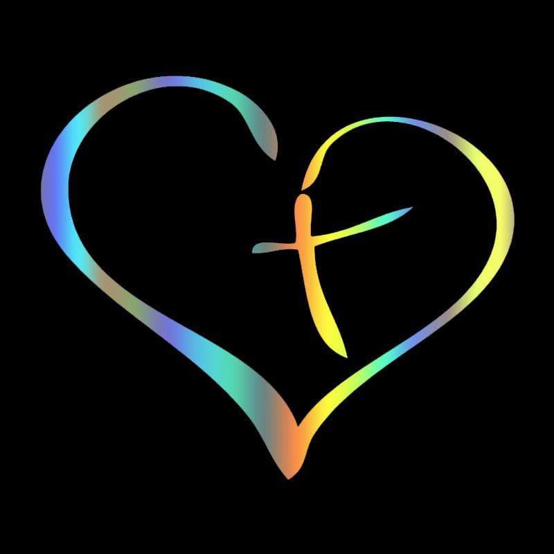 Heart love cross Jesus cross Sticker on The Car Vinyl Decal Waterproof Decoration Car Stickers 20x17cm multicolour